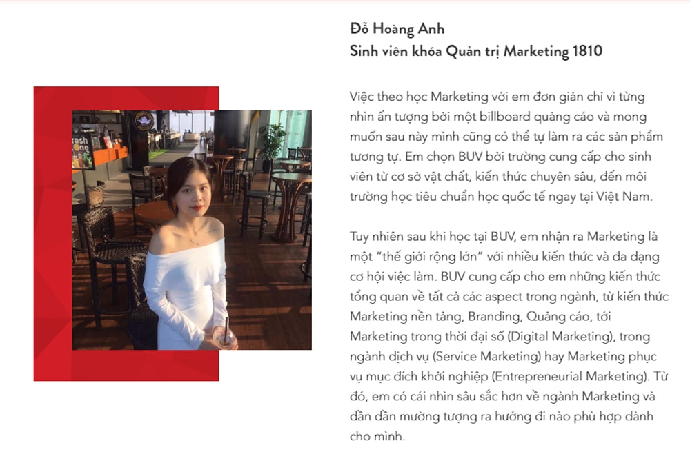 Chia sẻ từ bạn Đỗ Hoàng Anh - Sinh viên khóa Quản trị Marketing 1810