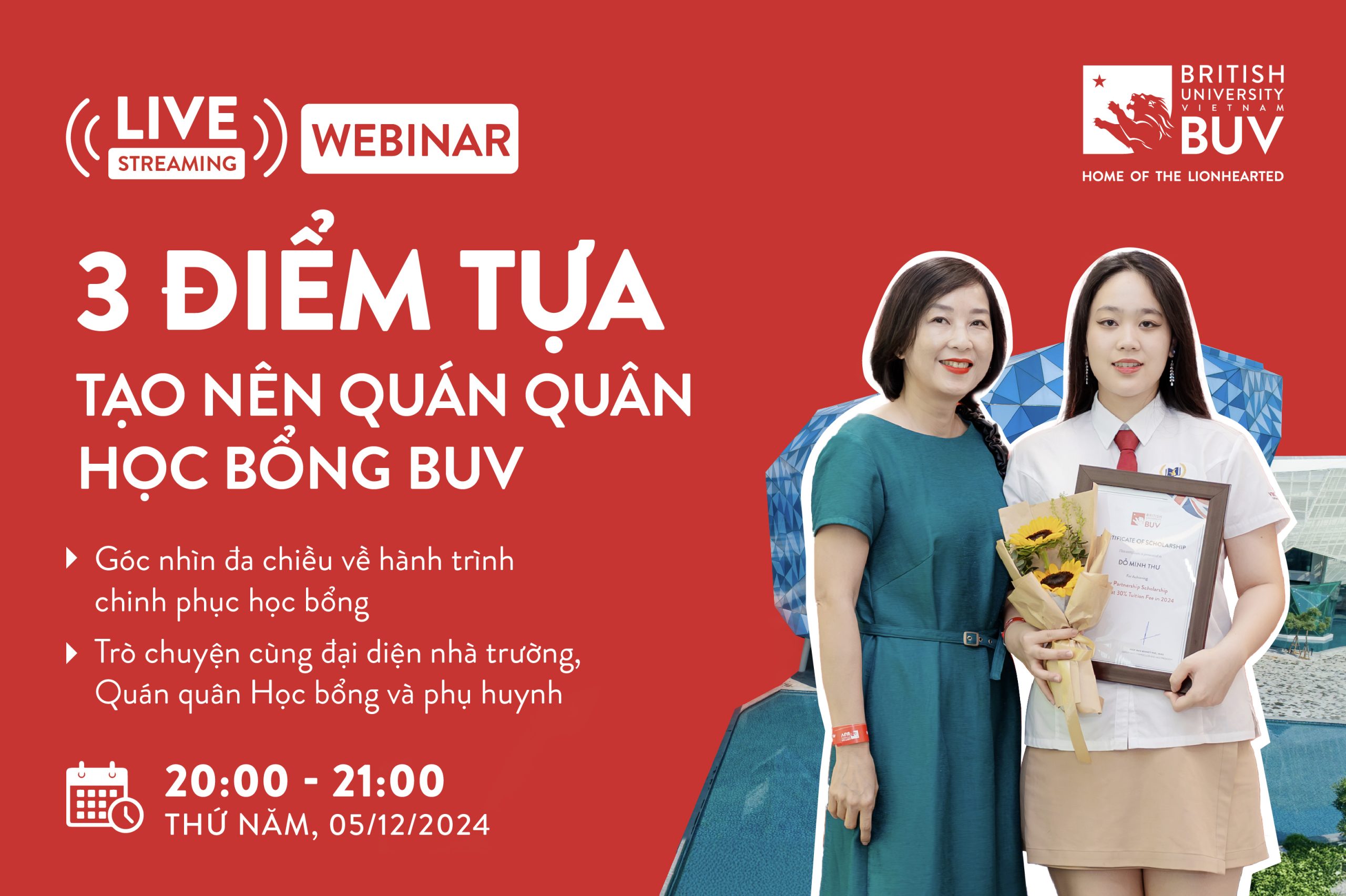 Webinar: 3 điểm tựa tạo nên Quán quân Học bổng BUV